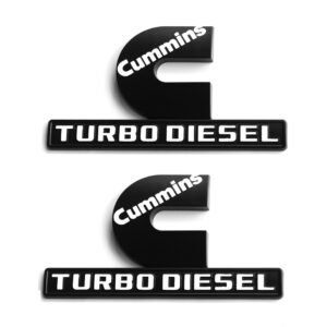 Cummins Turbo Diesel Emblem Badges 3D for 2013-2018 RAM 2500 3500 2-Pack Black/Red/Chrome