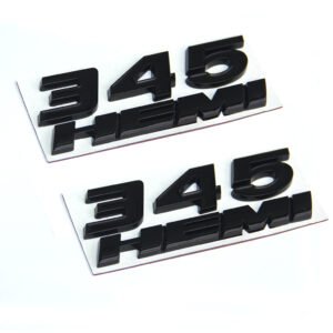 345 HEMI Fender Emblem Badge Set for 2011–2023 Dodge Charger Challenger 2-Pack - Black/Red
