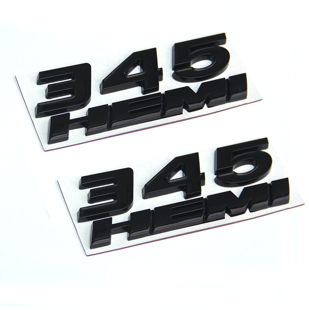 345 HEMI Fender Emblem Badge Set for 2011–2023 Dodge Charger Challenger 2-Pack – Black/Red