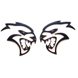 Hellcat Hollow Emblem Badge Set for 2020-2023 Dodge Challenger Charger 2-Pack Black/Red/Chrome