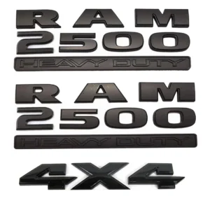 Heavy Duty Emblem Badge Set for 2015-2018 RAM 2500 Optional 4x4 Emblem Black/Red 2-Pack/3-Pack