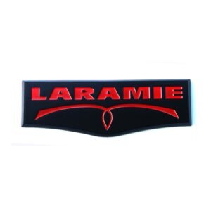 Laramie Tailgate Emblem 3D Badge Fits 2009-2021 Ram 1500 2500 3500 Black/Red/Chrome
