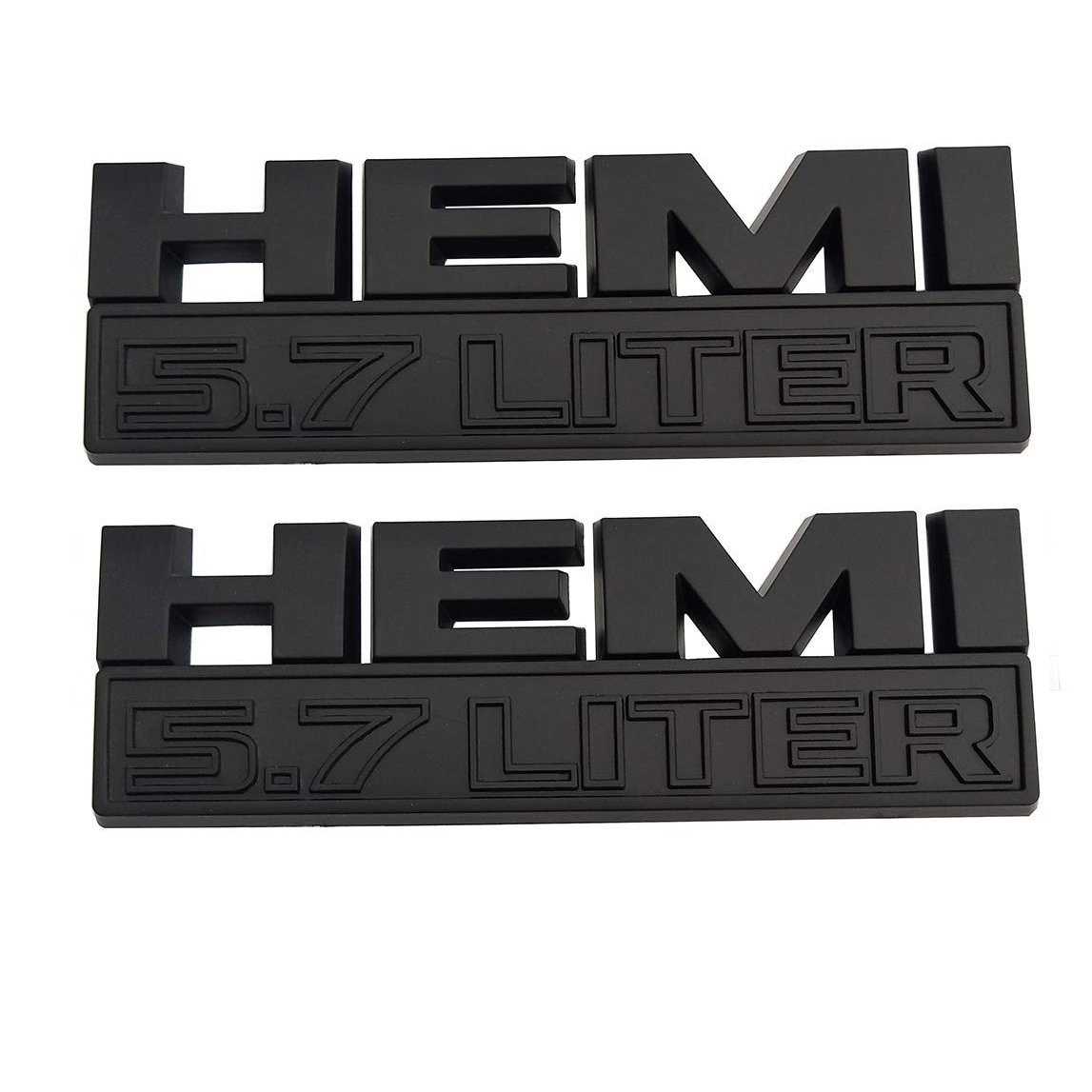 5.7L HEMI Side Emblems for 2013-2024 RAM 1500 Badge Set 68247898AA 2-Pack – Black/Red/Chrome