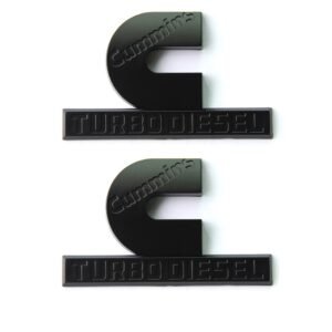 Cummins Turbo Diesel HIGH OUTPUT Emblems for 2006-2012 RAM 2500 3500 2-Pack Black/Red/Chrome