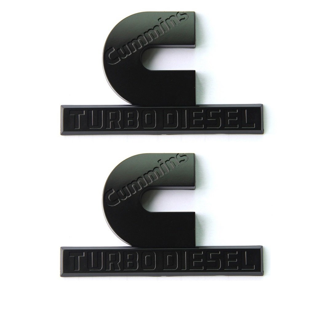 Cummins Turbo Diesel HIGH OUTPUT Emblems for 2006-2012 RAM 2500 3500 2-Pack Black/Red/Chrome