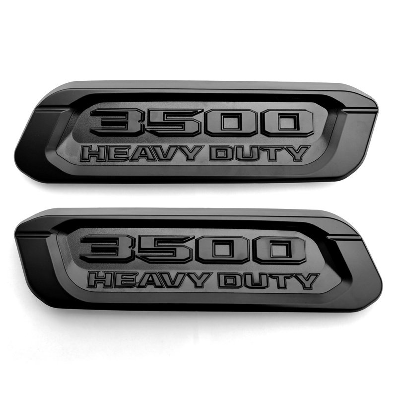 Hood Emblems for 2019–2026 RAM 3500 Heavy Duty Left Right Badge Set 2-Pack Black/Red