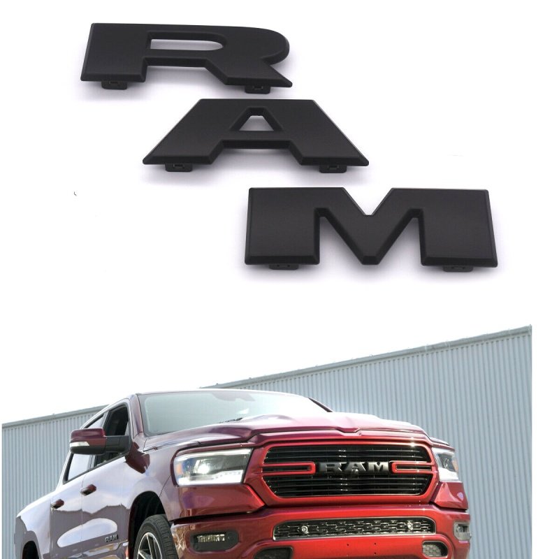 Grille Front Emblem Badge for 2019–2024 RAM 1500 68298470AA Black/Red/Chrome