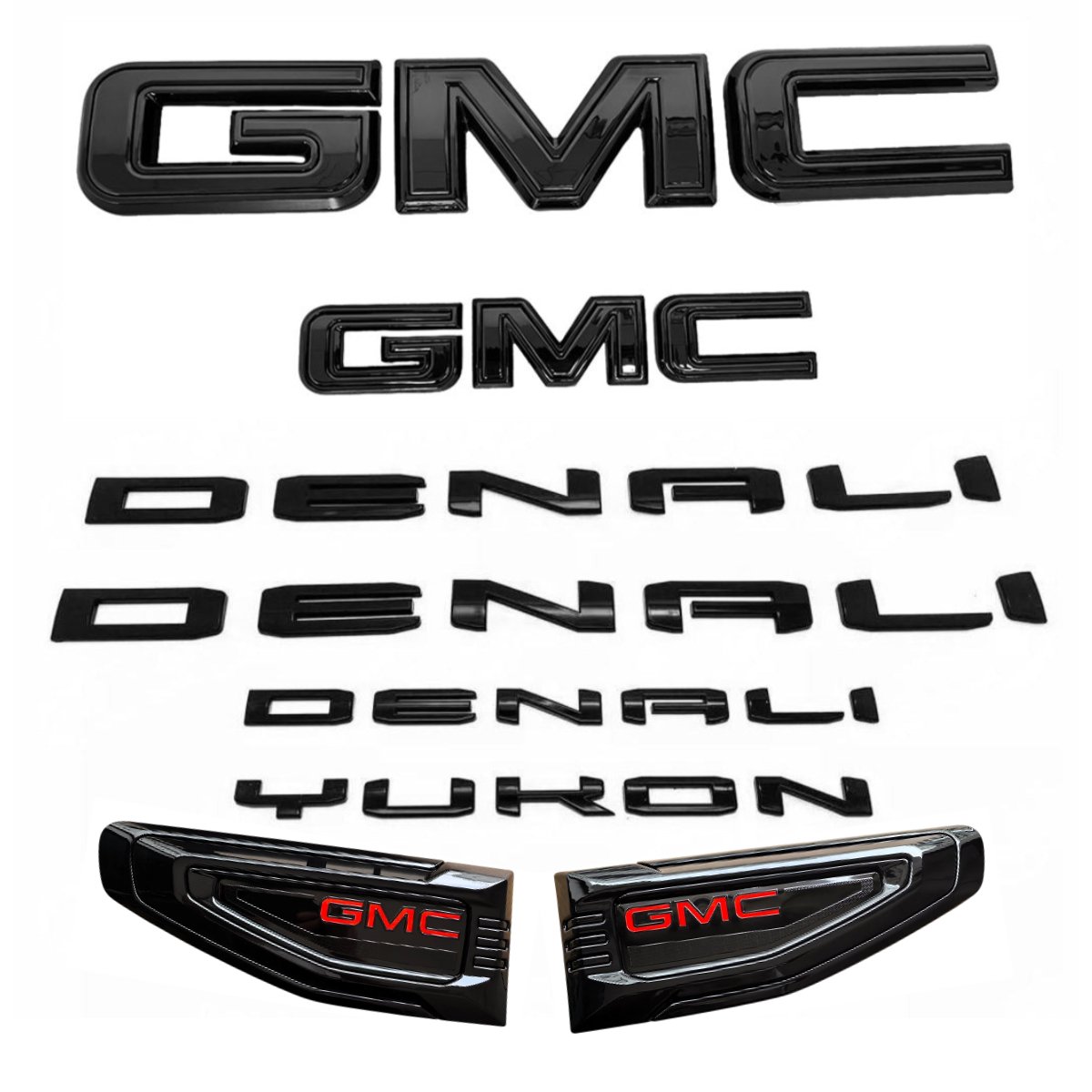 8 Emblem Sets for 2021–2026 GMC Yukon Denali Grille Tailgate Fender Vent - Image 3