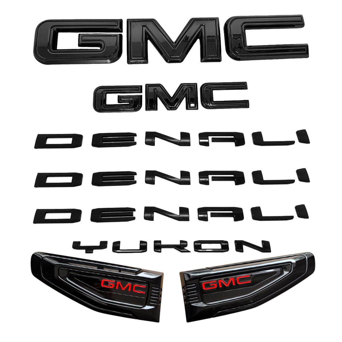 8 Emblem Sets for 2021–2026 GMC Yukon Denali Grille Tailgate Fender Vent - Image 7