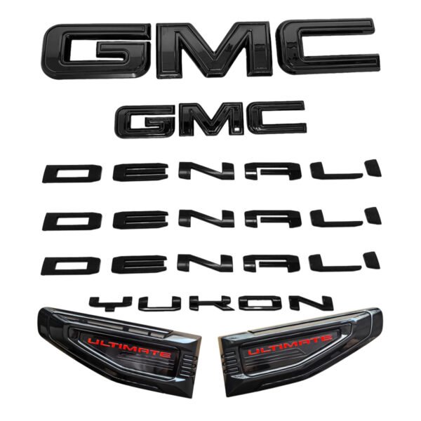 8 Emblem Sets for 2021–2026 GMC Yukon Denali Grille Tailgate Fender Vent