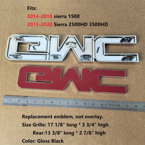 2-Pack Grille & Rear Emblems for 2014-2026 GMC Sierra 1500 2015-2026 HD