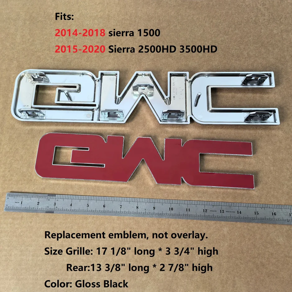 2-Pack Grille & Rear Emblems for 2014-2026 GMC Sierra 1500 2015-2026 HD - Image 14
