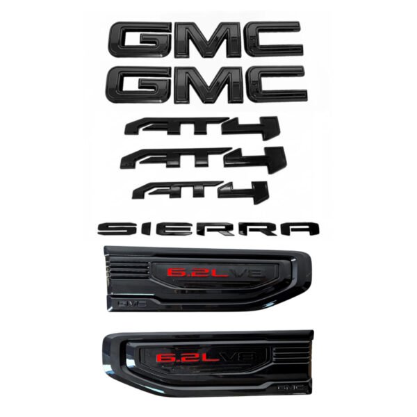 8 Emblem Sets for 2019-2026 GMC Sierra 1500 AT4 Grille Tailgate Fender Vent