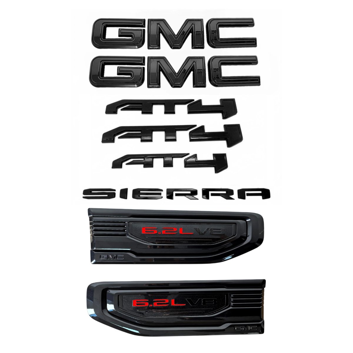 8 Emblem Sets for 2019-2026 GMC Sierra 1500 AT4 Grille Tailgate Fender Vent - Image 6