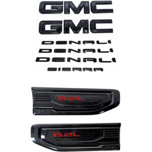8 Emblem Sets for 2019-2026 GMC Sierra 1500 Denali Grille Tailgate Fender Vent - Image 7