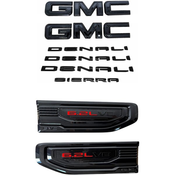 8 Emblem Sets for 2019-2026 GMC Sierra 1500 Denali Grille Tailgate Fender Vent
