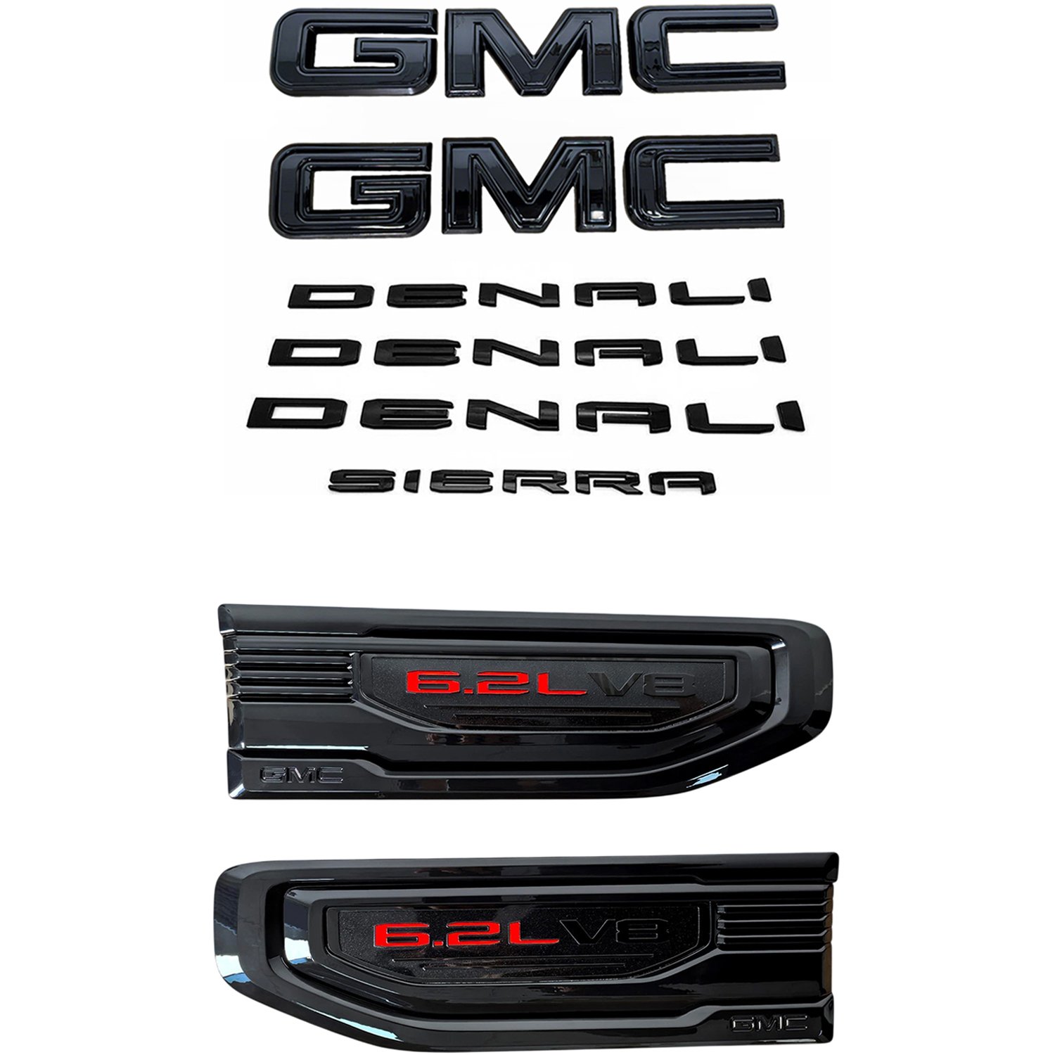 8 Emblem Sets for 2019-2026 GMC Sierra 1500 Denali Grille Tailgate Fender Vent - Image 7