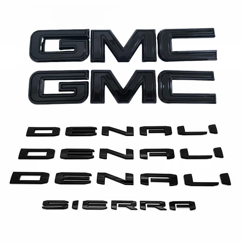 Emblem Sets Grille Rear & Lettering for 2019-26 GMC Sierra 1500 AT4 Denali SLE SLT - Image 2