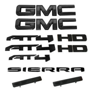 Emblem Sets Grille Rear & Lettering for 2020-26 GMC Sierra HD AT4 Denali SLE SLT - Image 1