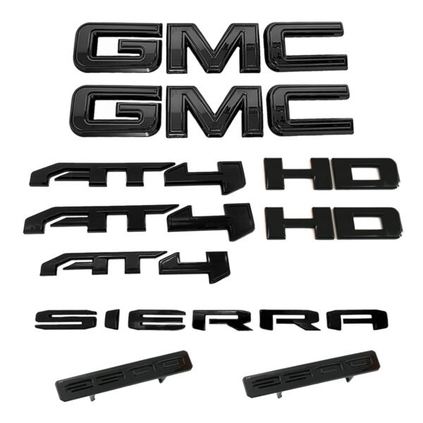 Emblem Sets Grille Rear & Lettering for 2020-26 GMC Sierra HD AT4 Denali SLE SLT