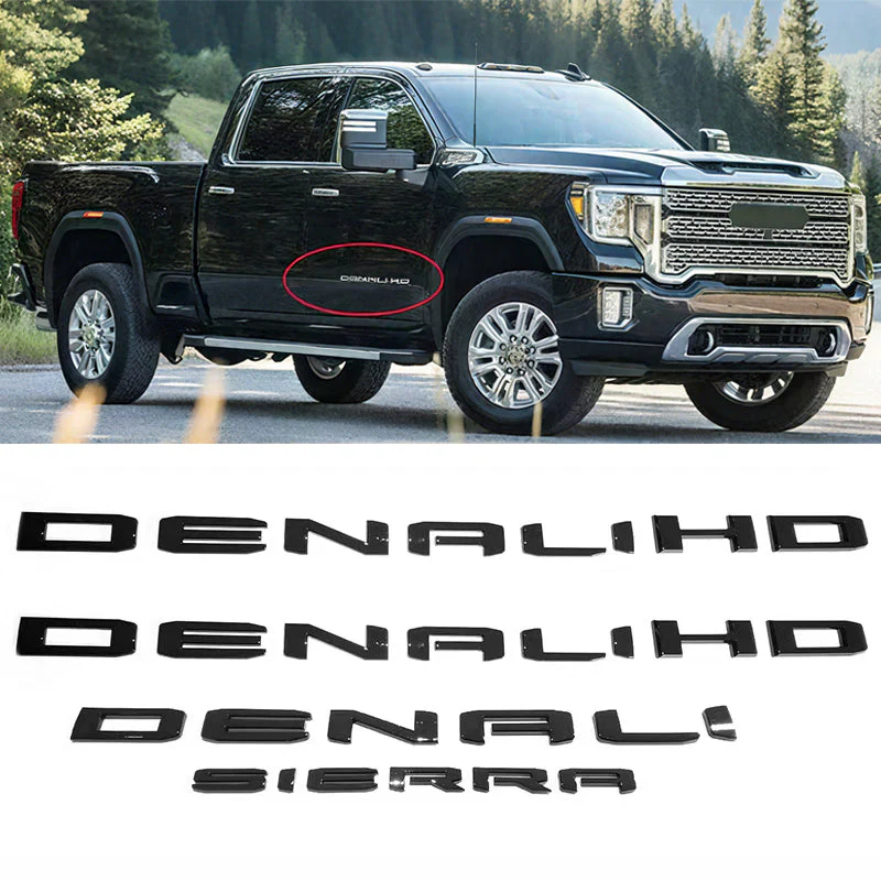 Emblem Sets Grille Rear & Lettering for 2020-26 GMC Sierra HD AT4 Denali SLE SLT - Image 7