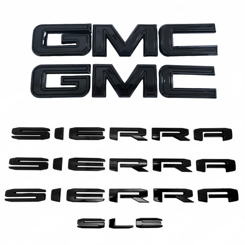 Emblem Sets Grille Rear & Lettering for 2019-26 GMC Sierra 1500 AT4 Denali SLE SLT - Image 3