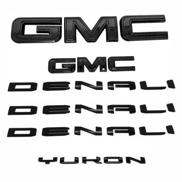 6 Emblem Sets Grille Rear & Lettering for 2021-2026 GMC Yukon Denali AT4 SLT
