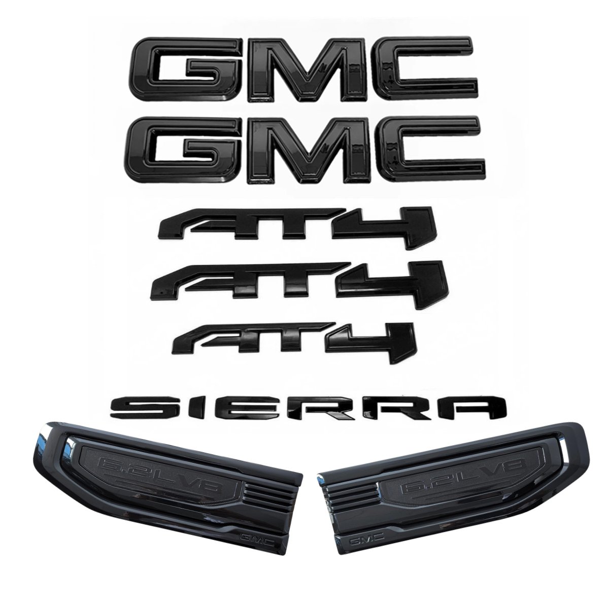 8 Emblem Sets for 2019-2026 GMC Sierra 1500 AT4 Grille Tailgate Fender Vent - Image 2