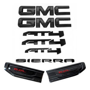 8 Emblem Sets for 2019-2026 GMC Sierra 1500 AT4 Grille Tailgate Fender Vent - Image 3