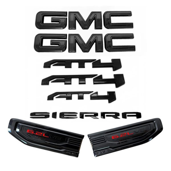 8 Emblem Sets for 2019-2026 GMC Sierra 1500 AT4 Grille Tailgate Fender Vent