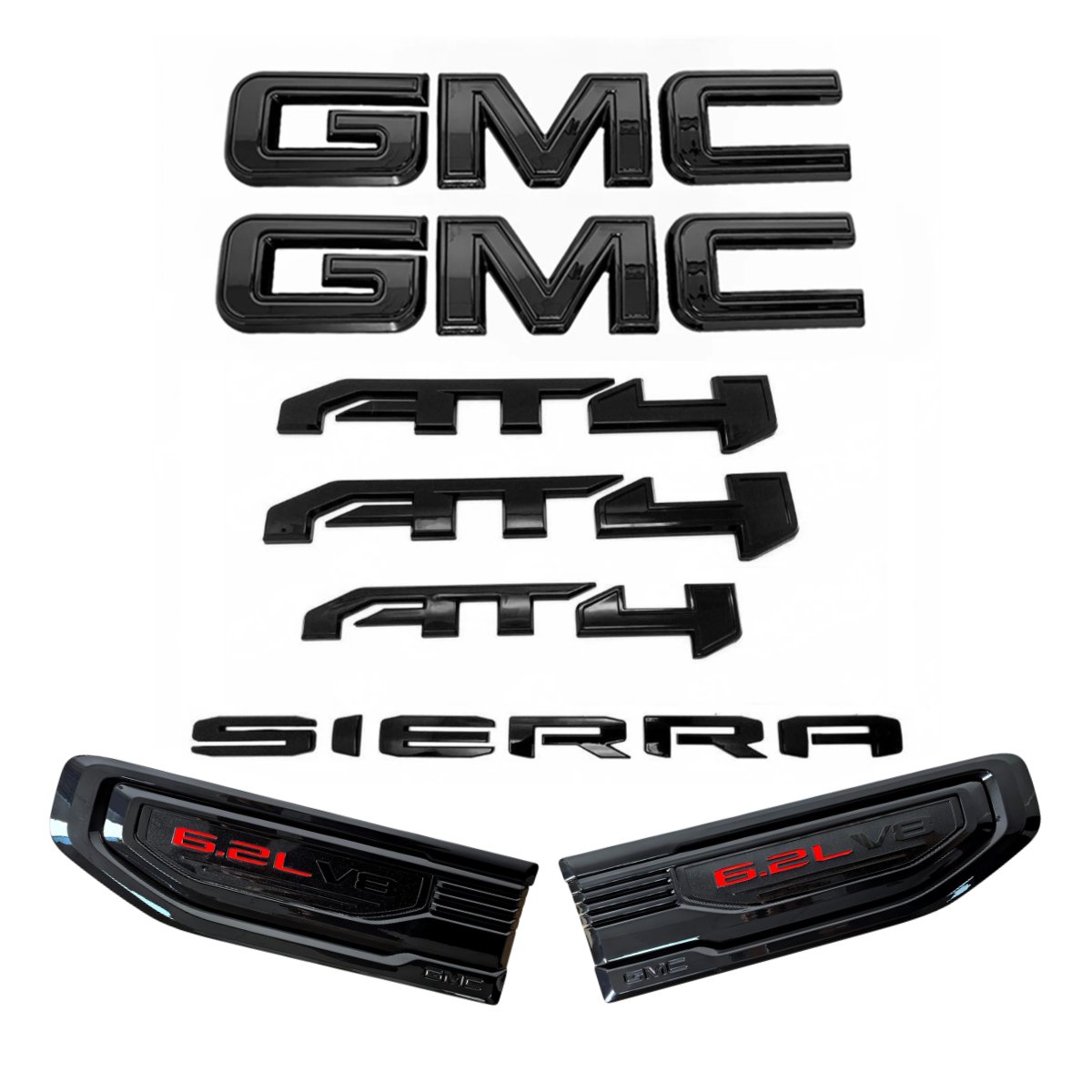 8 Emblem Sets for 2019-2026 GMC Sierra 1500 AT4 Grille Tailgate Fender Vent - Image 3