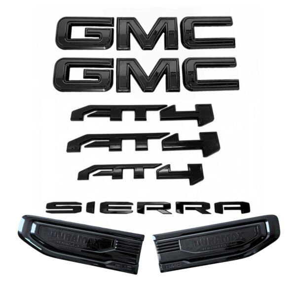 8 Emblem Sets for 2019-2026 GMC Sierra 1500 AT4 Grille Tailgate Fender Vent