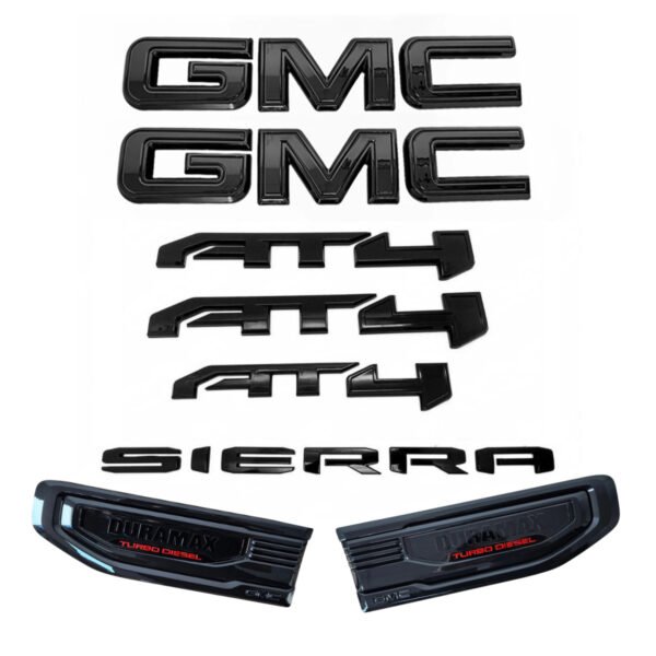 8 Emblem Sets for 2019-2026 GMC Sierra 1500 AT4 Grille Tailgate Fender Vent