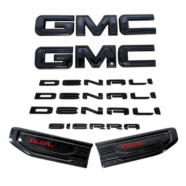 8 Emblem Sets for 2019-2026 GMC Sierra 1500 Denali Grille Tailgate Fender Vent