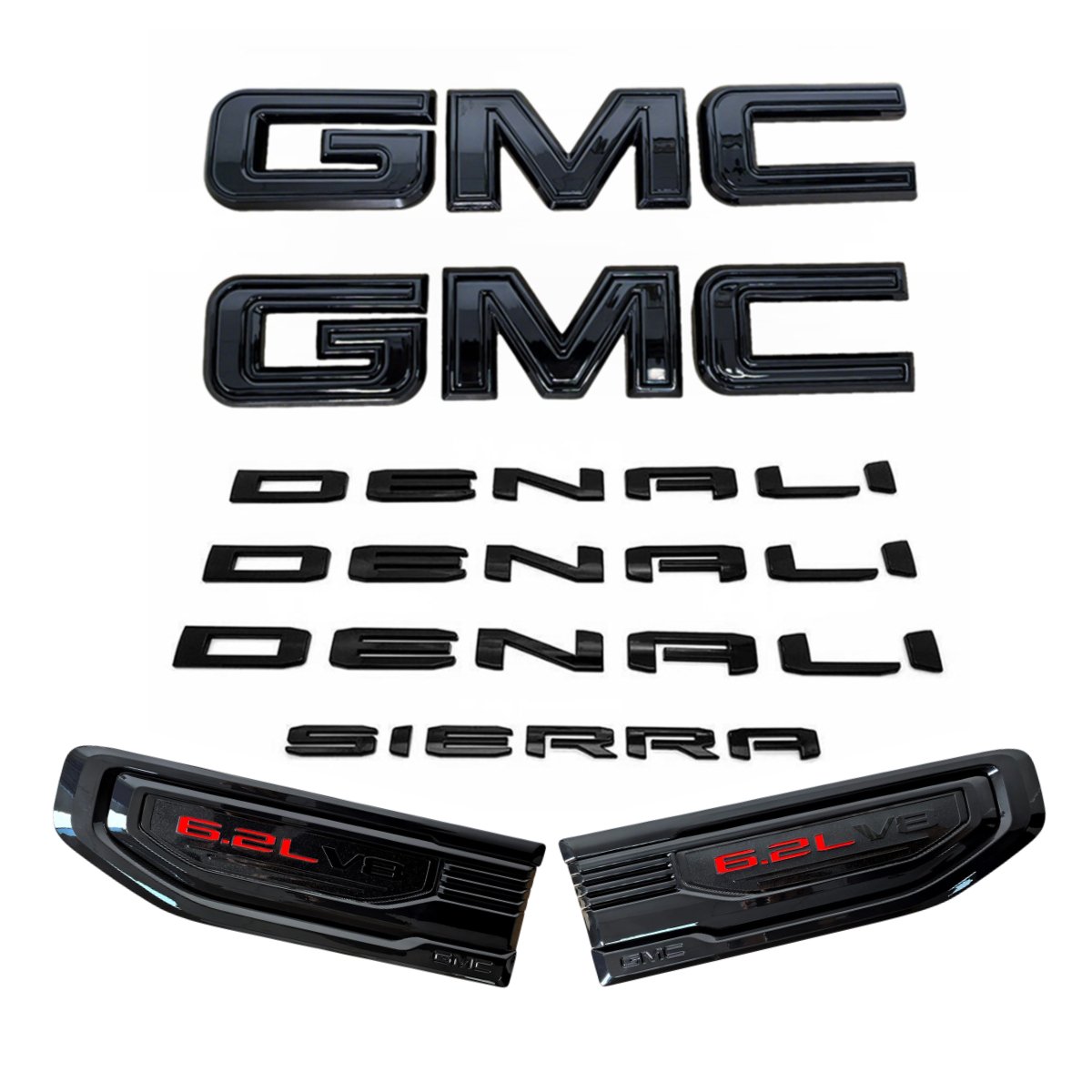 8 Emblem Sets for 2019-2026 GMC Sierra 1500 Denali Grille Tailgate Fender Vent - Image 3