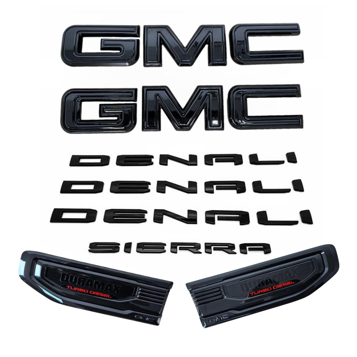 8 Emblem Sets for 2019-2026 GMC Sierra 1500 Denali Grille Tailgate Fender Vent - Image 5