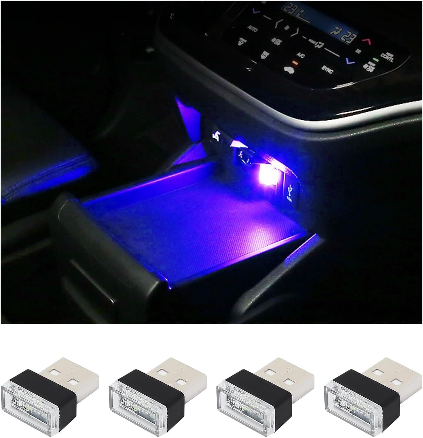 4 PCS USB LED Car Interior Atmosphere Lamp – Plug-in Ambient Lighting Kit - Image 2