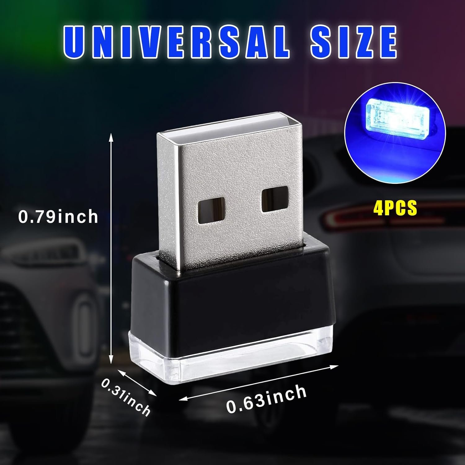 4 PCS USB LED Car Interior Atmosphere Lamp – Plug-in Ambient Lighting Kit - Image 6