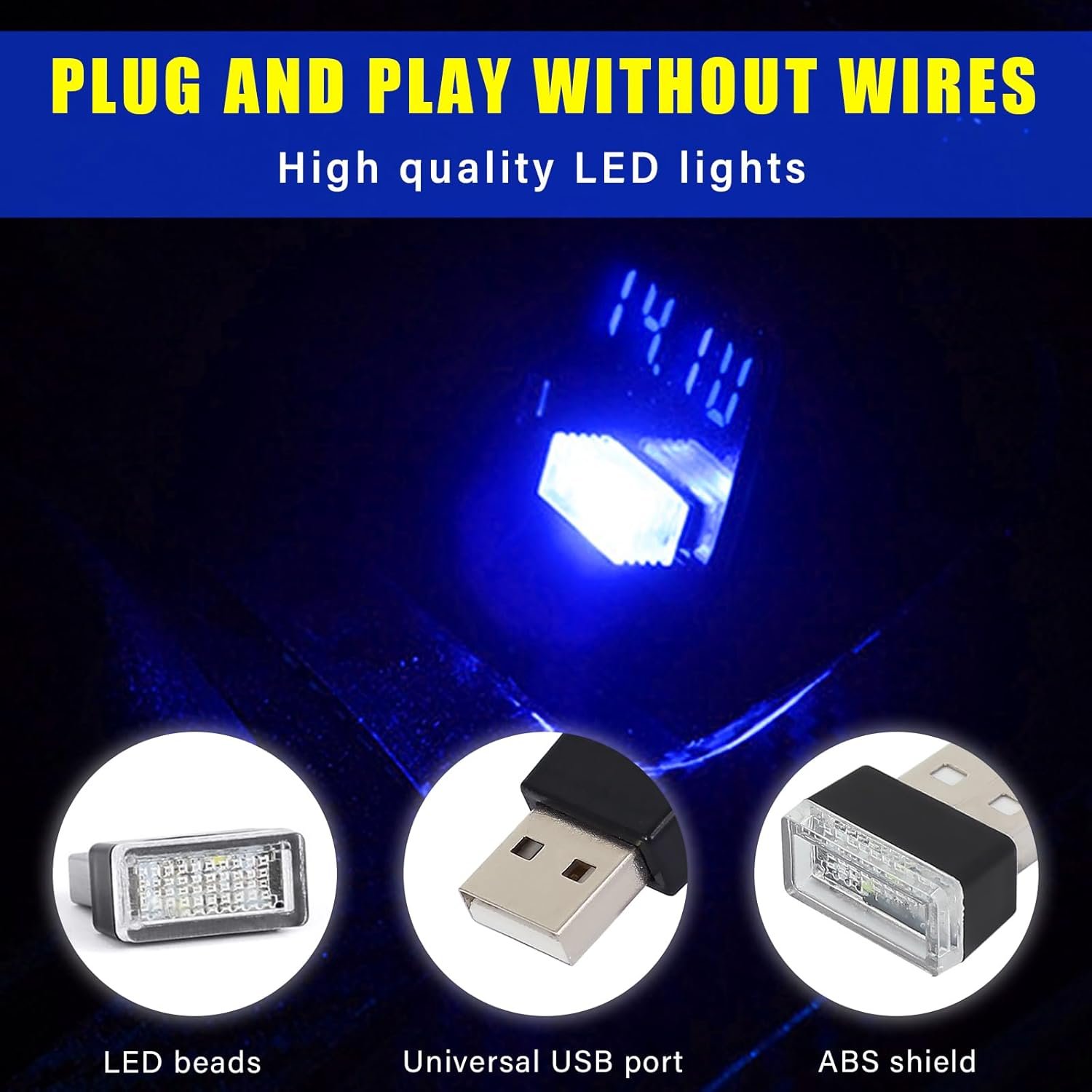 4 PCS USB LED Car Interior Atmosphere Lamp – Plug-in Ambient Lighting Kit - Image 8