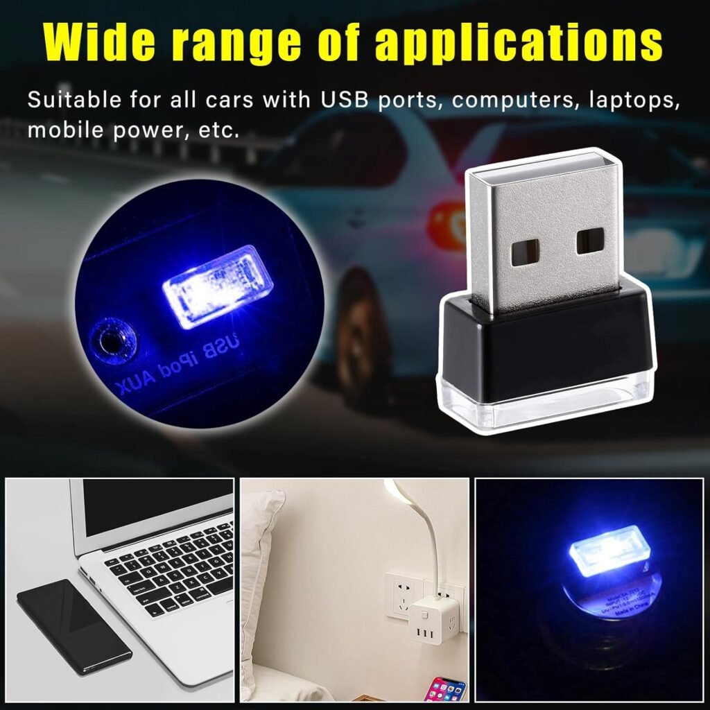 4 PCS USB LED Car Interior Atmosphere Lamp – Plug-in Ambient Lighting Kit