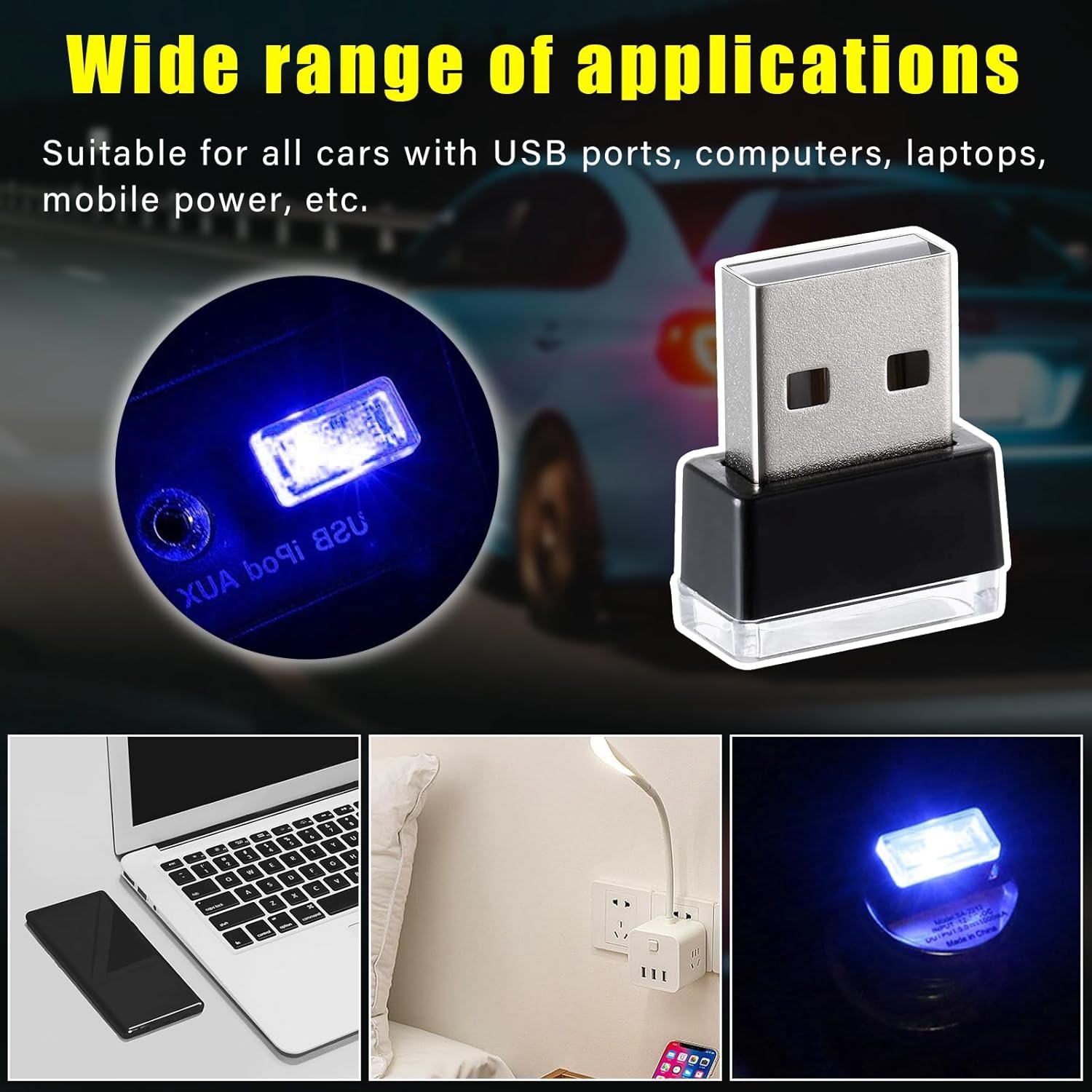 4 PCS USB LED Car Interior Atmosphere Lamp – Plug-in Ambient Lighting Kit - Image 9