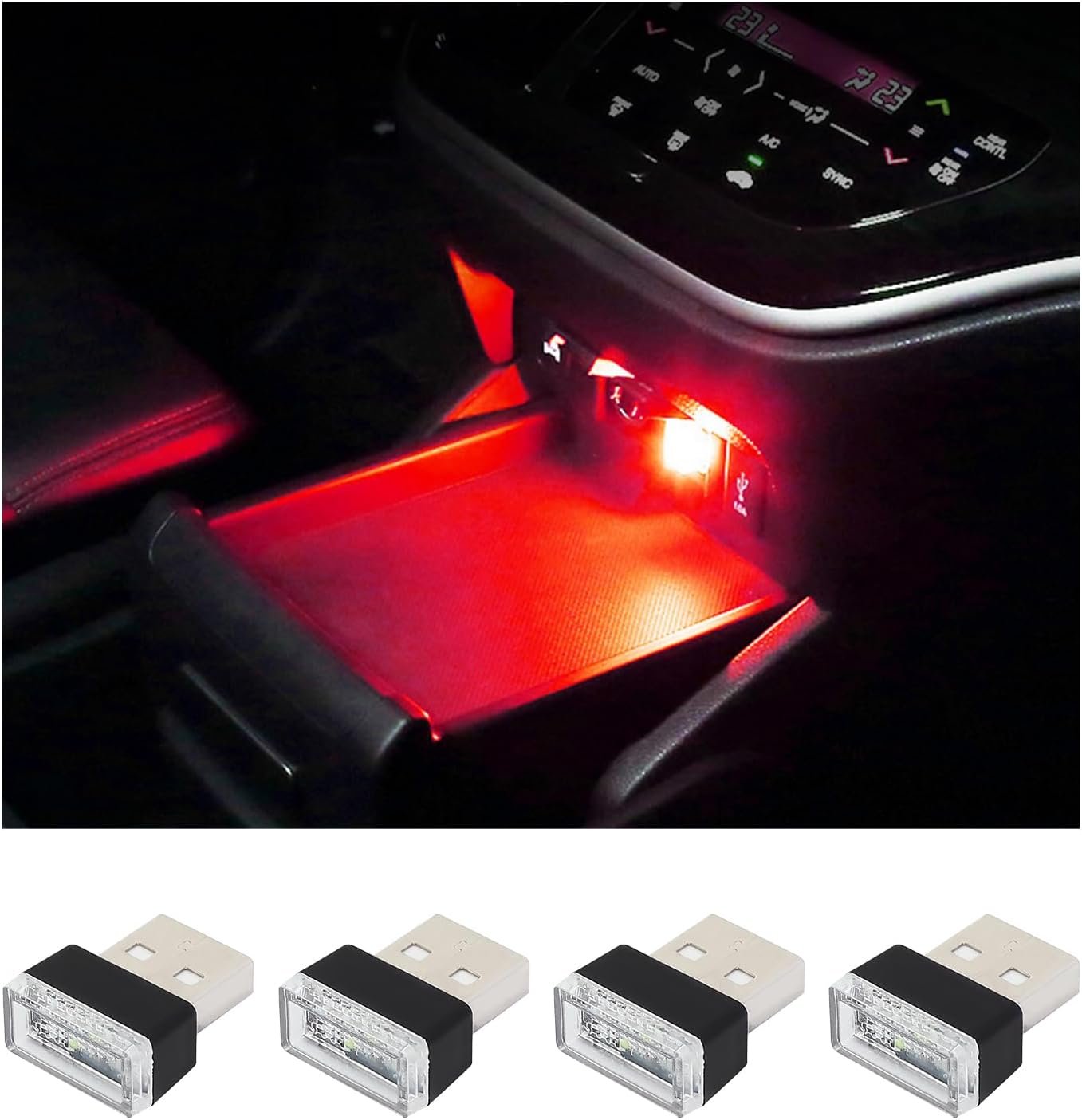 4 PCS USB LED Car Interior Atmosphere Lamp – Plug-in Ambient Lighting Kit - Image 4