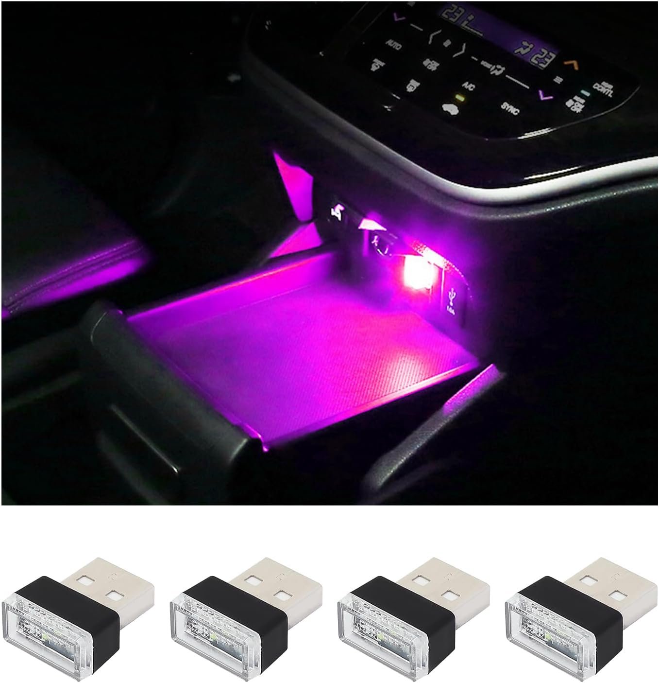 4 PCS USB LED Car Interior Atmosphere Lamp – Plug-in Ambient Lighting Kit - Image 3